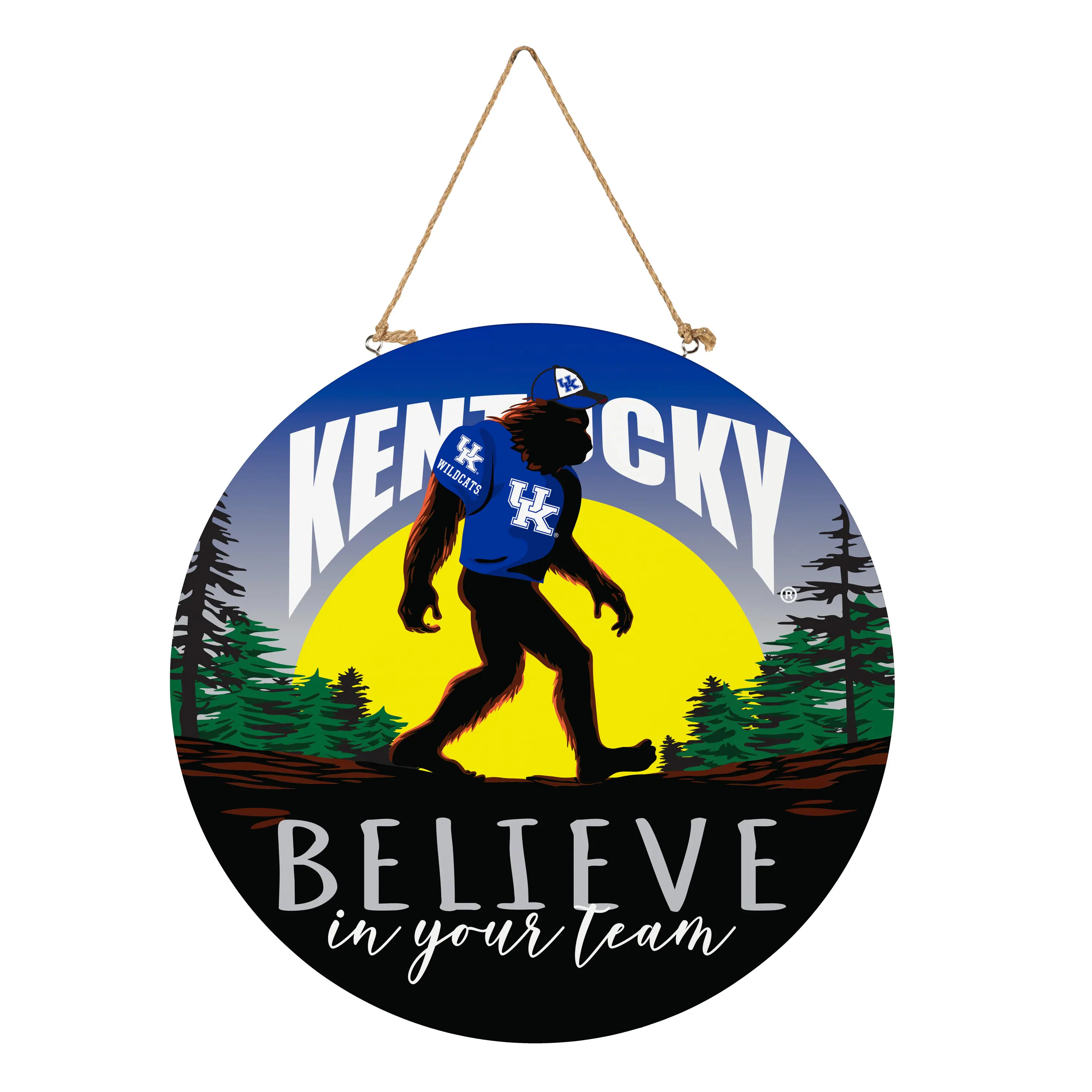Evergreen Enterprises - Kentucky Wildcats 18" Bigfoot "Believe in Yourself" Team Logo Wood Round Door Sign - Multicolor