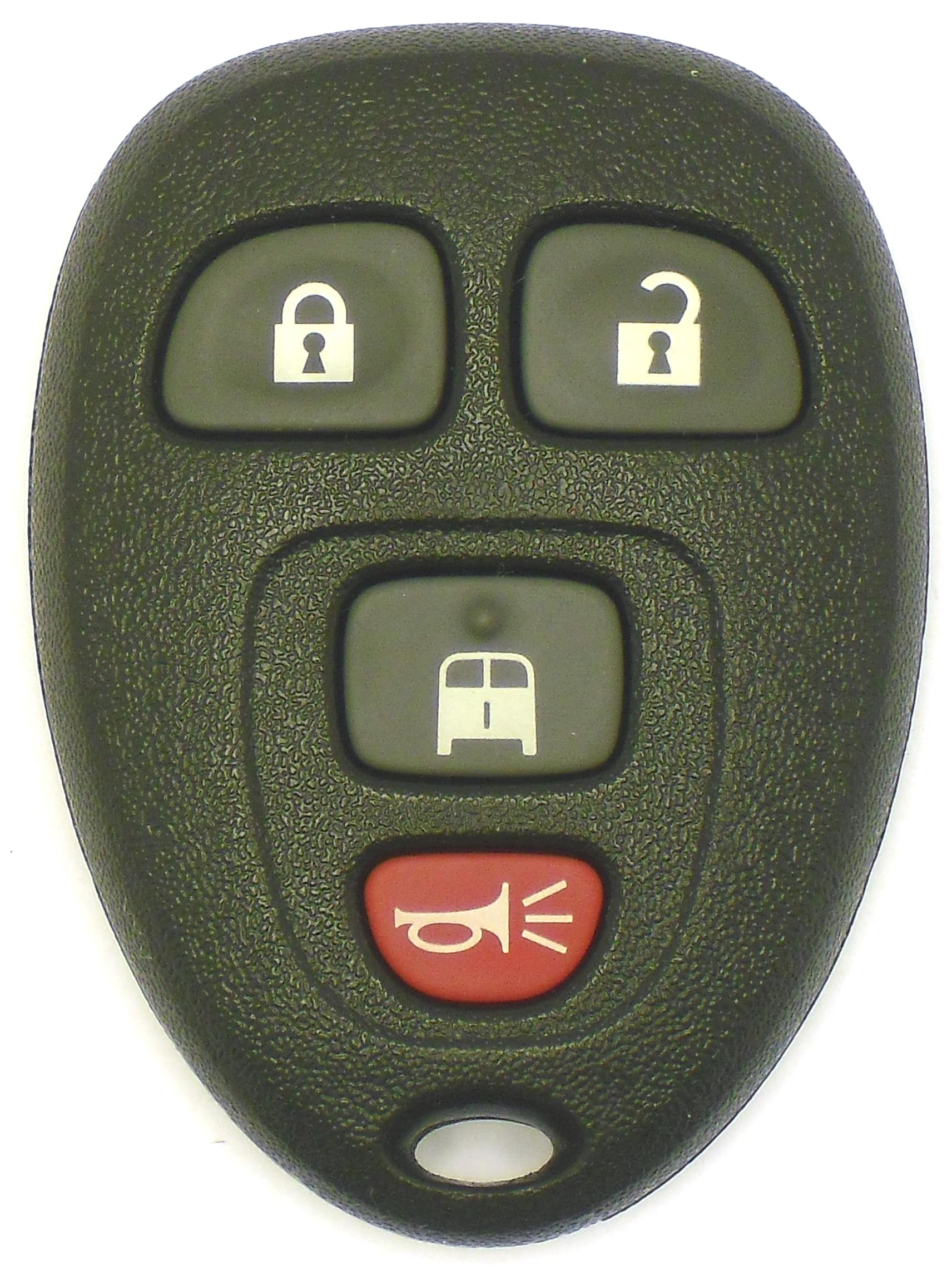 Front. Car Keys Express - GM Keyless Entry Remote - 4 Buttons (Lock, Unlock, Rear Door, and Panic) - Black.