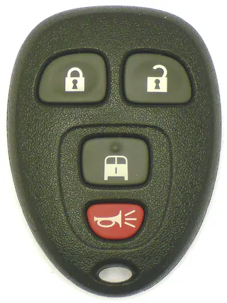Front. Car Keys Express - GM Keyless Entry Remote - 4 Buttons (Lock, Unlock, Rear Door, and Panic) - Black.