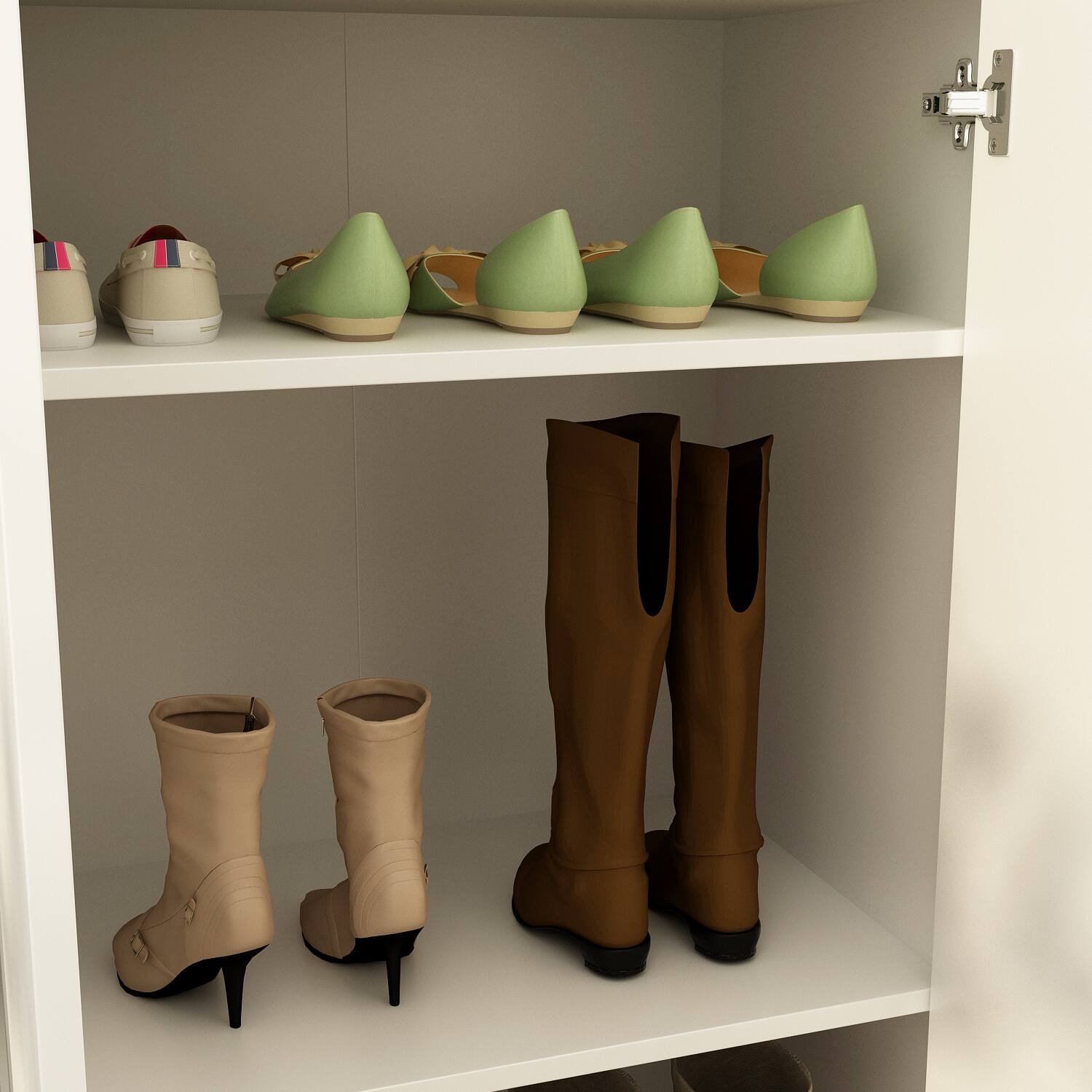 Alt View 4. Famapy - Famapy Tall Storage Shoe Cabinet: Mobile, Versatile Organizer with Lockable Wheels - White.