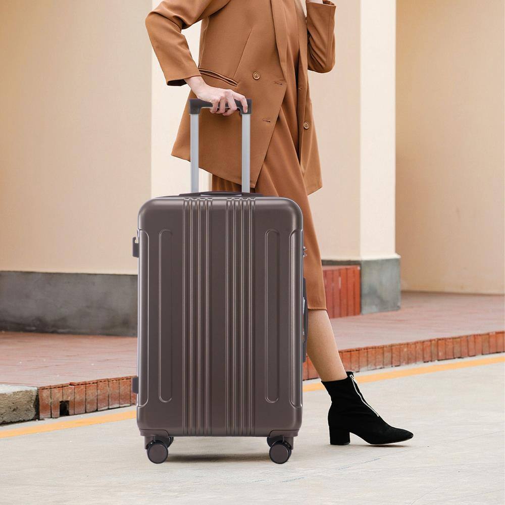 Angle. BreeBe - 20'/24'/28' 3 pcs/set in ABS Spinner Wheel Luggage, Carry on Suitcase, Matching Color, TSA Combination Lock - Brown.