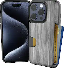 Smartish - iPhone 15 Wallet Case - Wallet Slayer Vol 1 - Protective Slim Card Holder Cover - Woodgrain
