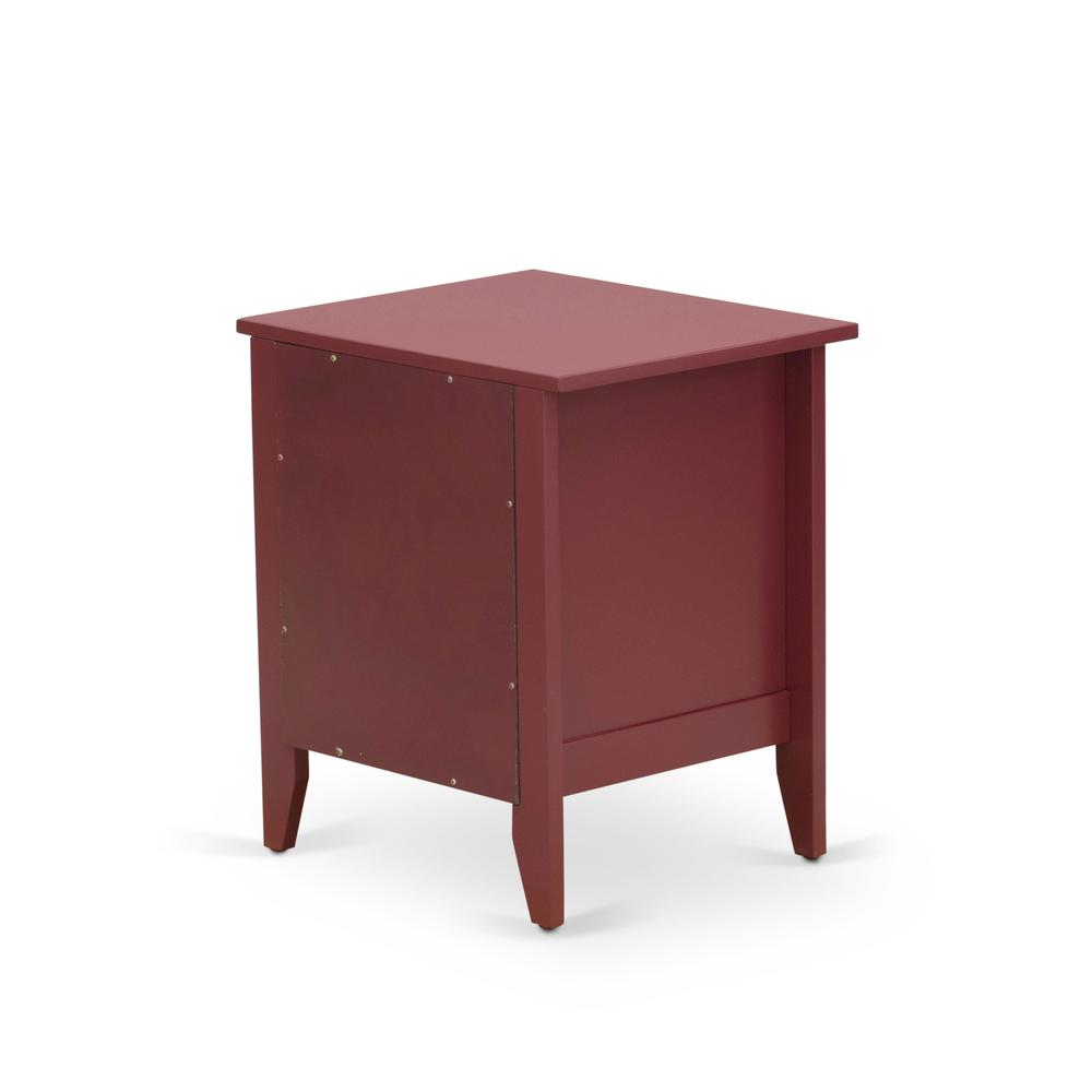 Angle. East West Furniture - East West Furniture GA-13-ET Wooden Night Stand for bedroom with 1 Wooden Drawer, Stable and Sturdy Constructed - - Burgundy.