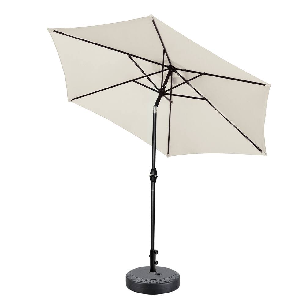 Left. Ainfox - Ainfox 9ft Patio Umbrella With Argyle umbrella base - White.