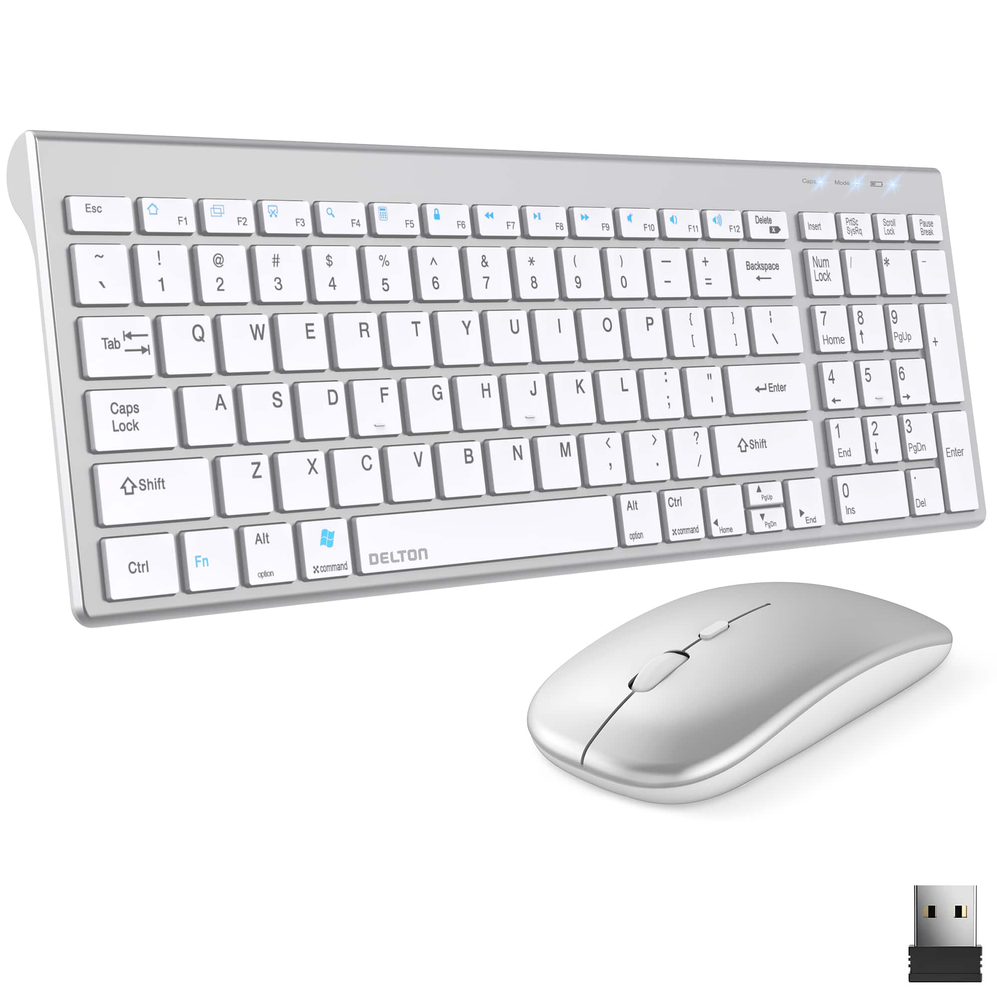 Delton - N36 Slim Wireless Keyboard and Optical Mouse Combo, (DKMN36-WW) - White