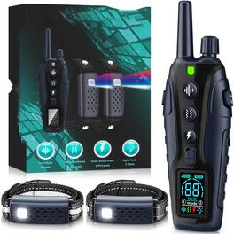 GlowWise - 2-Dog Training Collar: 4000ft Range, 3 Modes (Beep/Vibrate/Shock) & Night Light for 15-150lbs Dogs - Black
