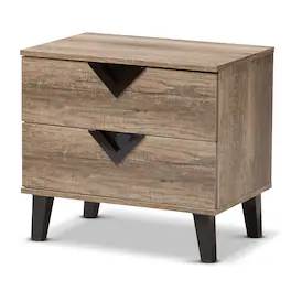 Baxton Studio - Swanson Modern and Contemporary Wood 2-Drawer Nightstand - Light Brown