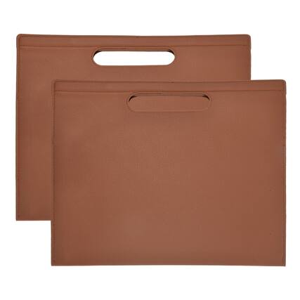 Front. Unique Bargains - 2pcs Leather Folder, 13.3x12.6" Magnetic Leather Document Holder PU Pouch Bag Portfolio Organizer Waterproof - Brown.