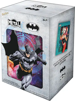Skybox 100 METAL UNIVERSE™
80 X 70 60 6 6 CARDS PER PACK
BLASTER METAL LOT 14+
PSN™
...NNIND HARLEY EXCLUSIVE BLASTER PARALLEL FX CARDS!
ACUA OP METAL TOTNR 0E PACK PER BL ECAROS PER PACKS 9
MAY CONTAIN TIME-SENSITIVE REDEMPTIONS
Skybox
METAL UNIVERSE™
14+
6 CARDS PER PACK
6 PACKS PER BLASTER
MAY CONTAIN TIME-SENSITIVE REDEMPTIONS
HARLEY QUINN
COLLECT BLASTER EXCLUSIVE AQUA FX PARALLEL CARDS!