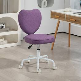 Anysun - Heart-Back Adjustable Office Chair in Soft Linen - Purple