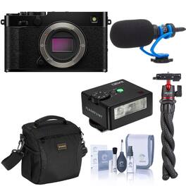 Bundle - Fujifilm - X-E5 Mirrorless Camera, Black with Memory Card, Shoulder Bag, Cleaning Kit, Battery Pack, Card Reader