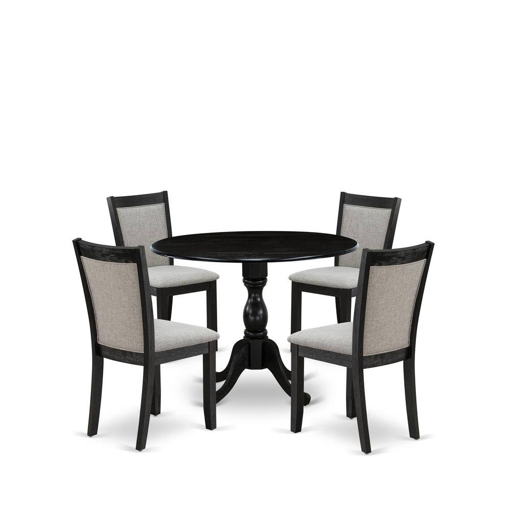 Front. East West Furniture - East West Furniture 5-Piece Modern Dining Set Consists of a Pedestal Table with Drop Leaves and 4 Shitake Linen Fabric - Multi-Color.
