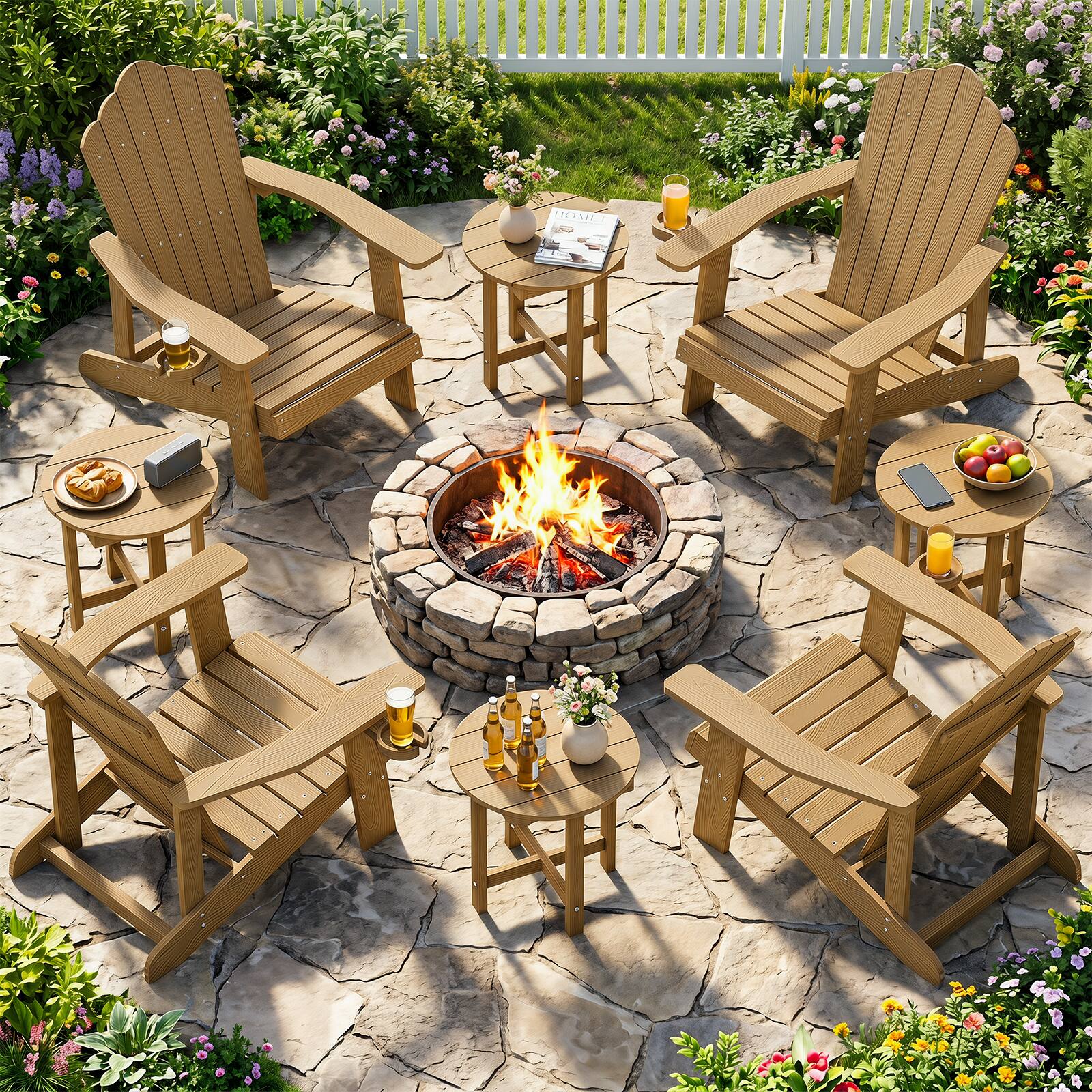 Alt View 5. Costway - Costway 2PCS Outdoor Side Table with Weather-Resistant, Waterproof Top for Patio Deck Pool - Coffee.