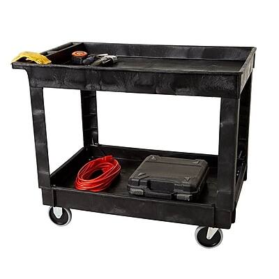 Alt View 4. RubberMaid - Rubbermaid 2-Shelf Plastic/Poly Mobile Utility Cart with Swivel Wheels - Black.
