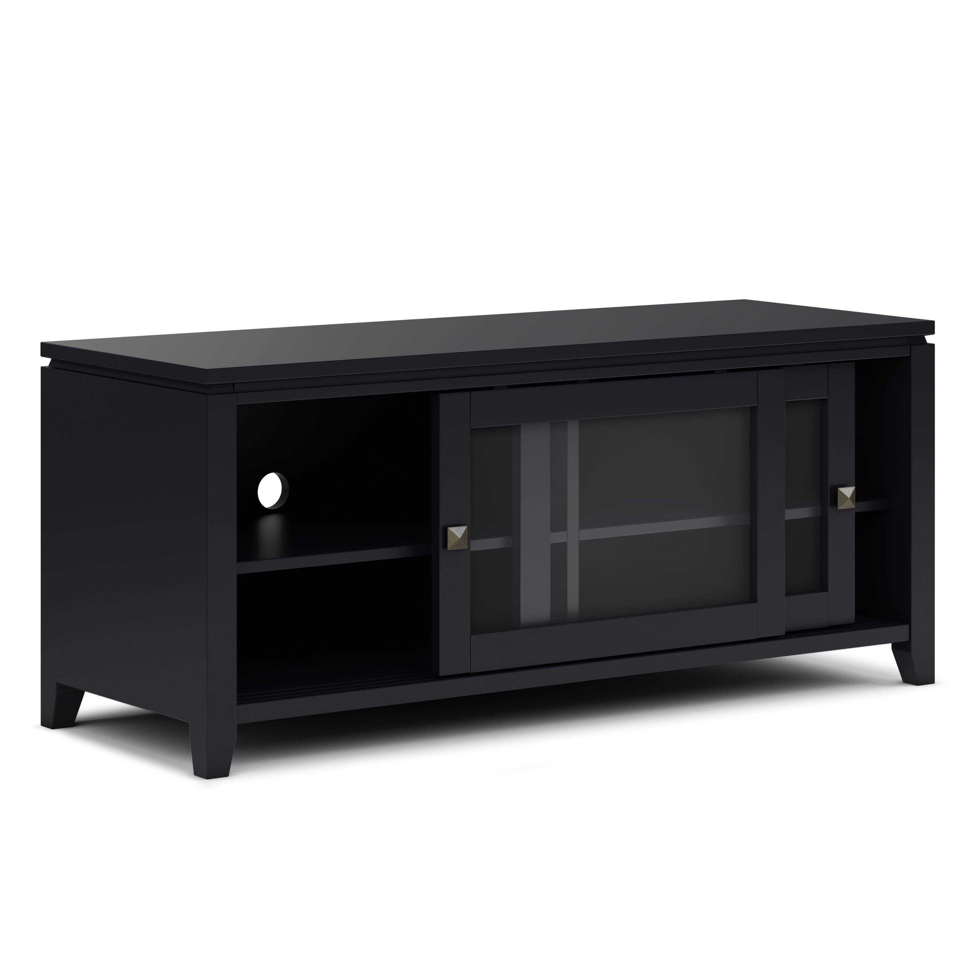 Alt View 1. Simpli Home - Cosmopolitan SOLID WOOD 48 inch Wide Contemporary TV Media Stand in Black For TVs up to 55 inches - Black.