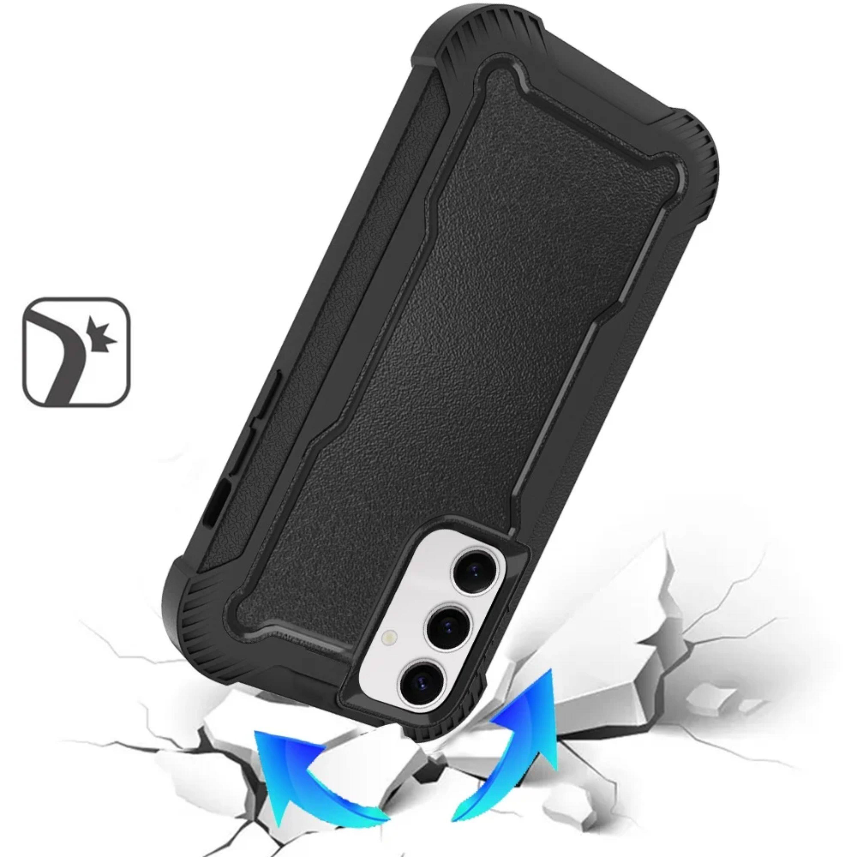 Left. Kitcheniva - Thick Layered Shock Absorbent Cover Plus Tempered Glass For Samsung S25 Plus/S24 Plus Black - Black.