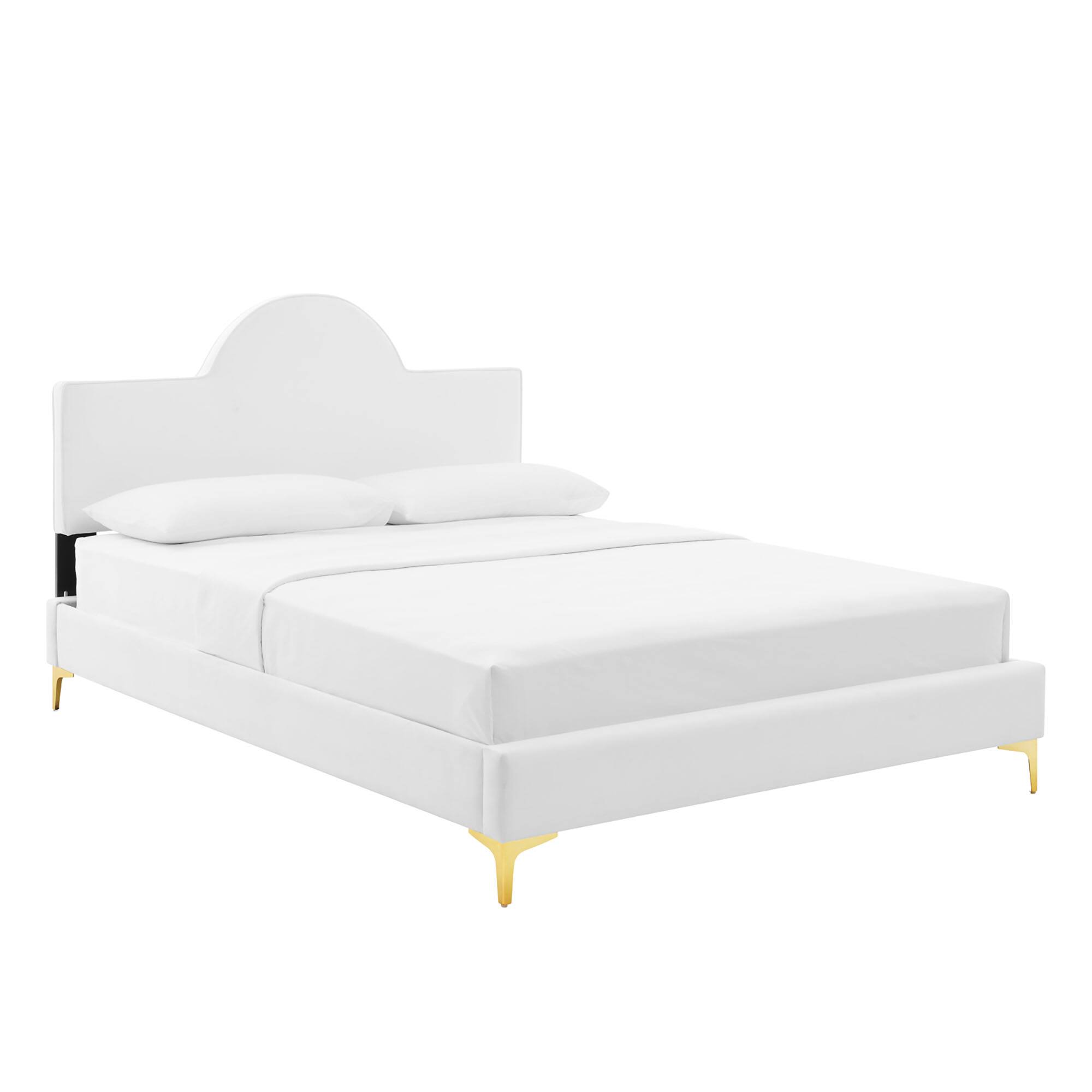 Angle. Modway - Gwyneth Tufted Performance Velvet Full Platform Bed - White.