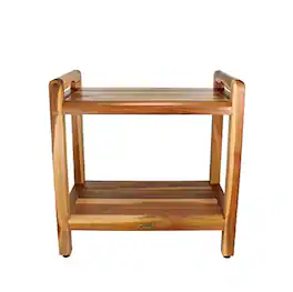 EcoDecors - Eleganto 24" Teak Wood Extended Height Shower Bench with LiftAide Arms - EarthyTeak
