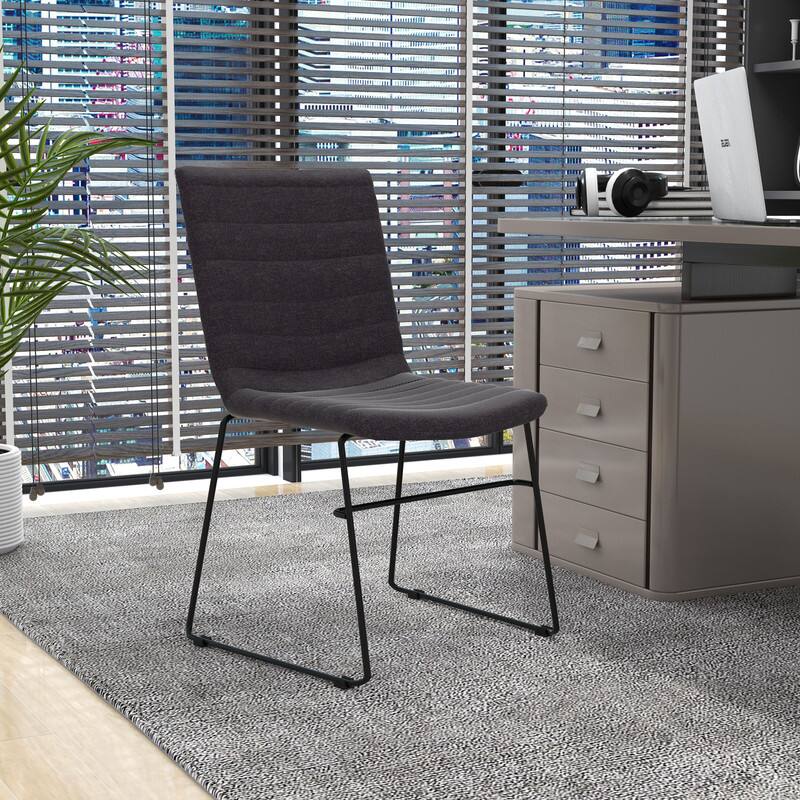 Left. LeisureMod - Zylar Office Guest Chair with PU Leather, Foam Cushion & Stainless Steel Base - Brown.