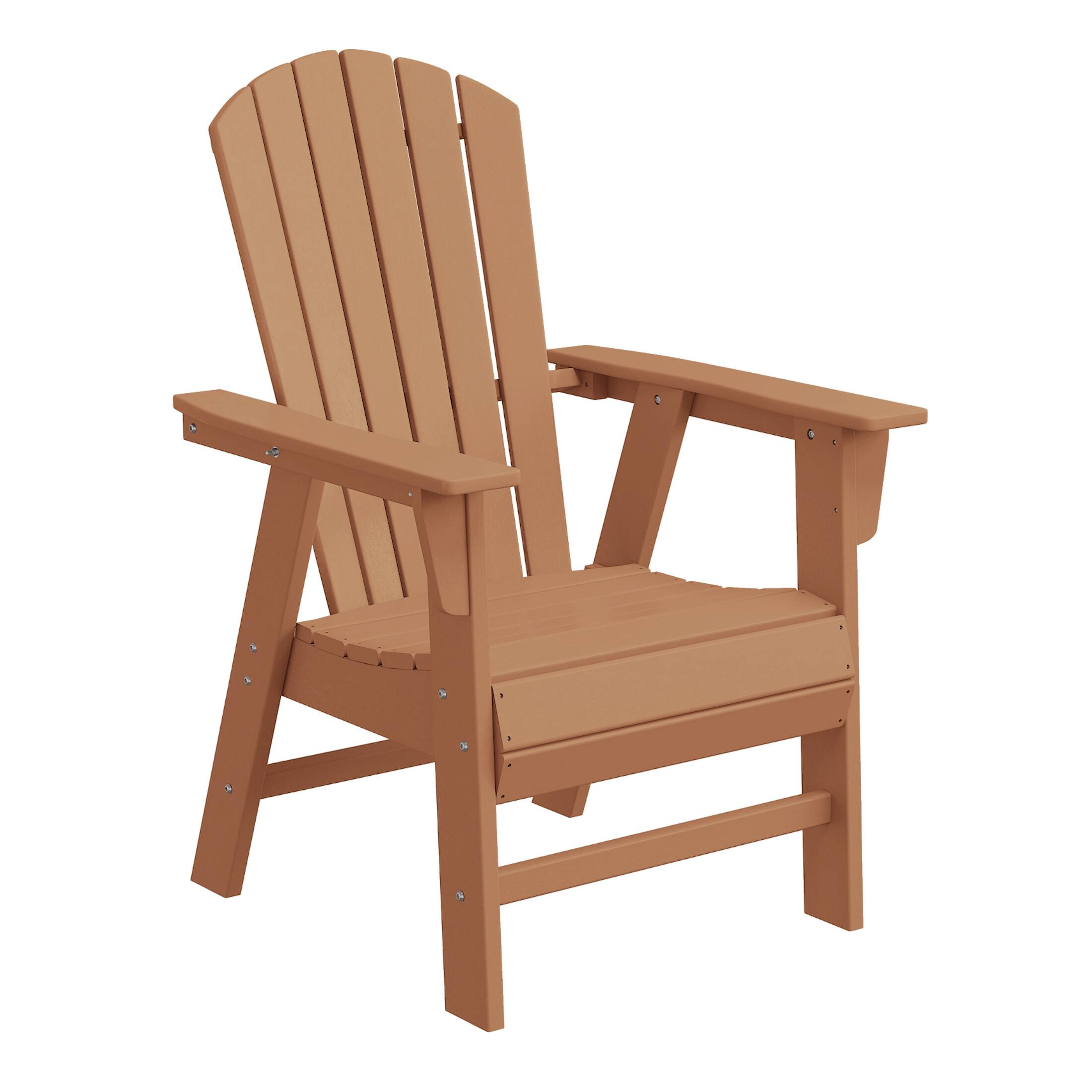 Left. WestinTrends - WestinTrends Dylan  HDPE Seashell Upright Adirondack Chair (Set of 2) - Teak.