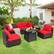 Alt View 3. Costway - 7 PCS Patio Furniture Set with 28" 50000 BTU Propane Gas Fire Pit Table Cushions - Red.