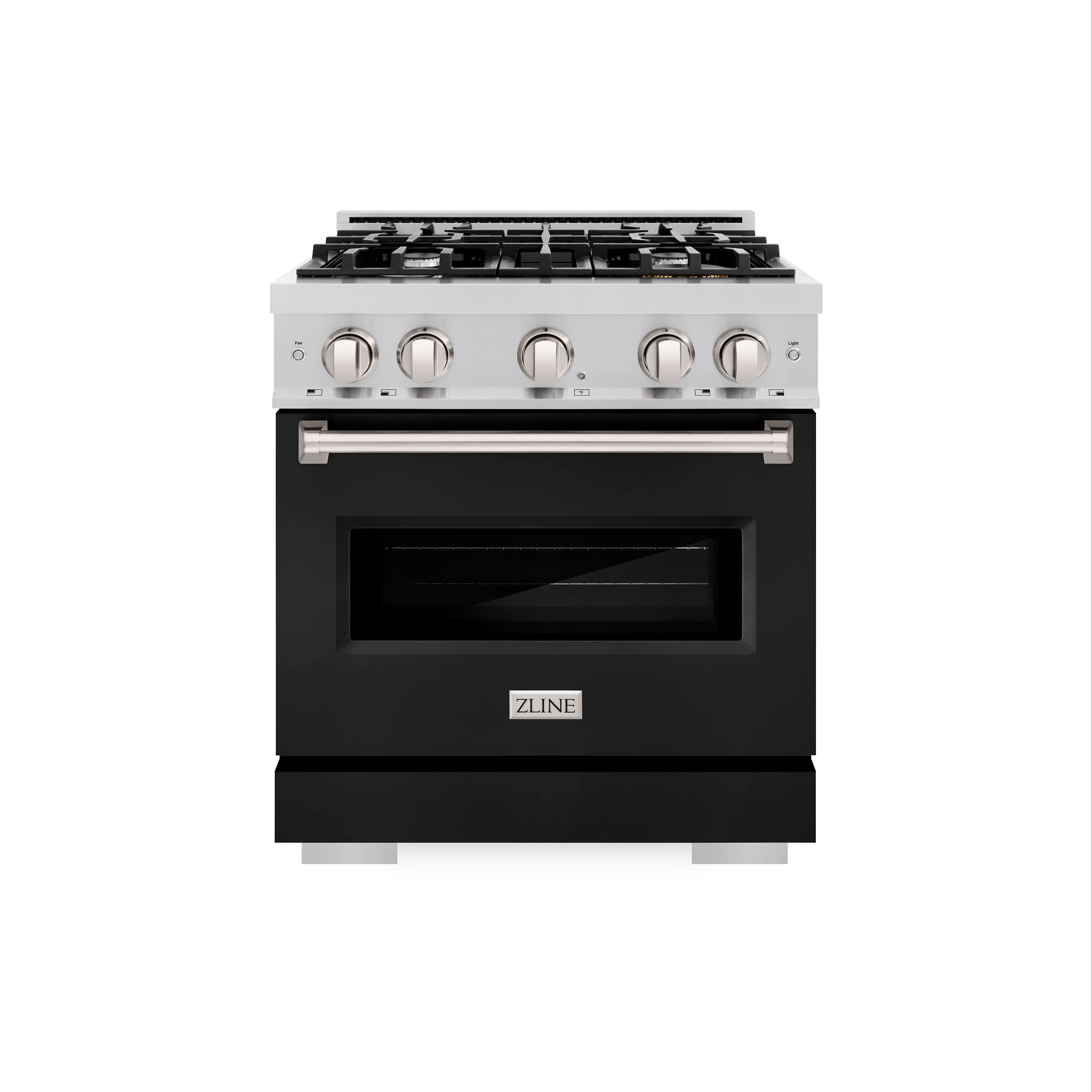Front. ZLINE - ZLINE 30" Classic Gas Range w/ 4 Burner Cooktop & Convection Oven w/ Black Matte Door (CGR-BLM-30) - Black.