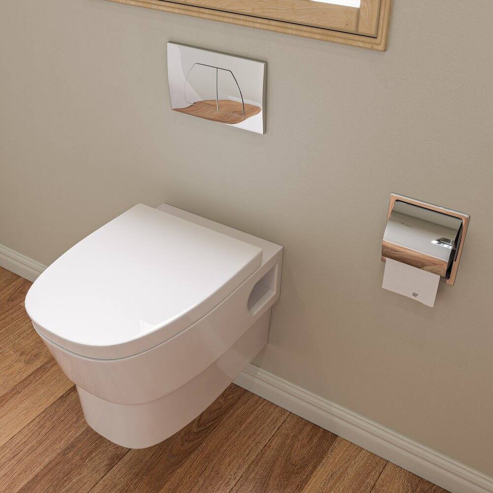 Alt View 1. Alfi - Polished Stainless Steel Recessed Toilet Paper Holder with Cover - Silver.