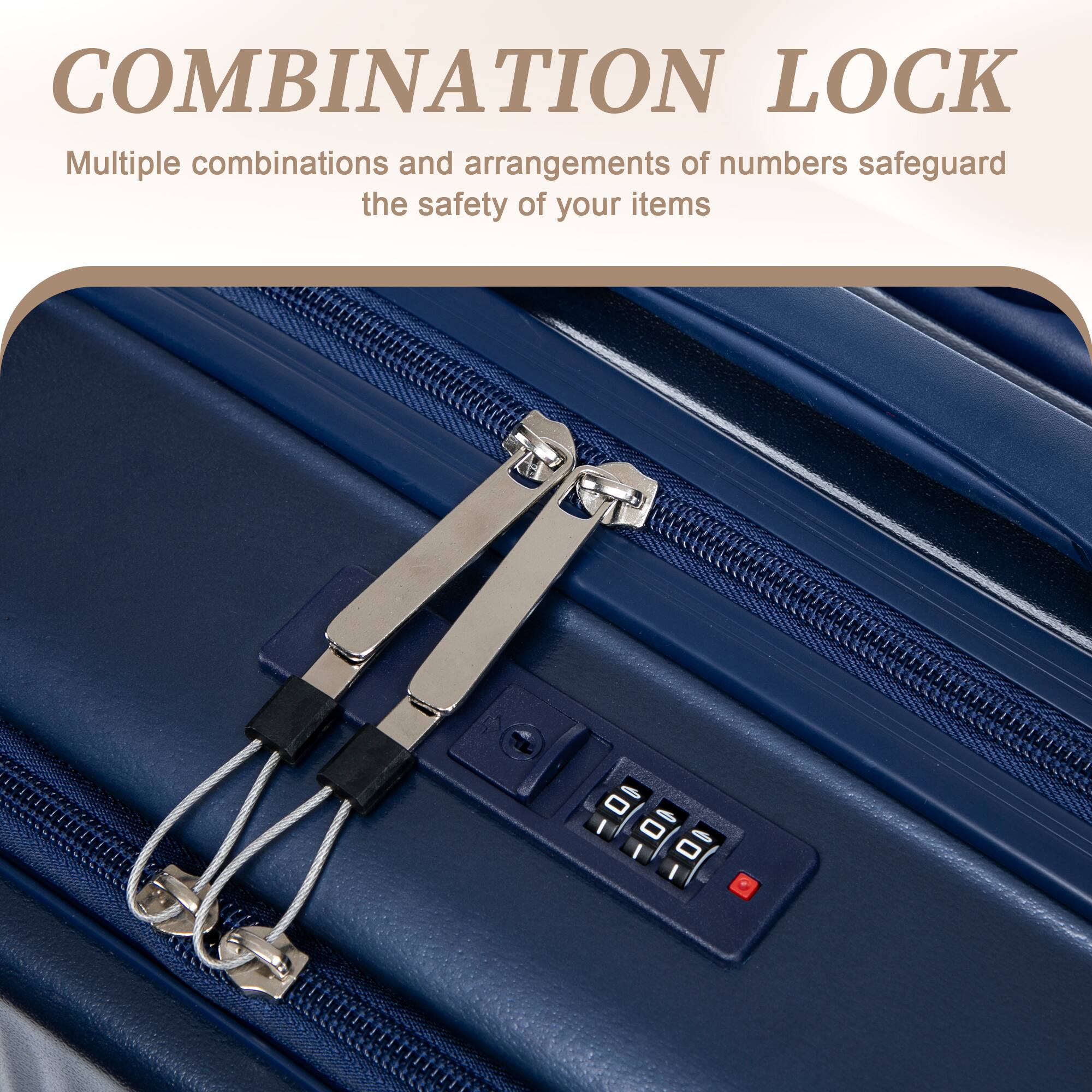 COMBINATION LOCK  
Multiple combinations and arrangements of numbers safeguard the safety of your items