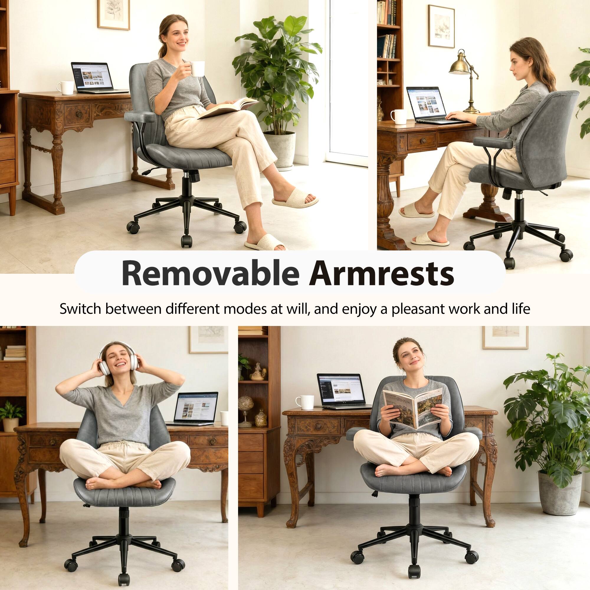 - Removable Armrests
- Switch between different modes at will, and enjoy a pleasant work and life
