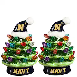 Evergreen Enterprises - Navy Midshipmen 2-Pack 4" Ceramic LED Christmas Tree Set - Multicolor