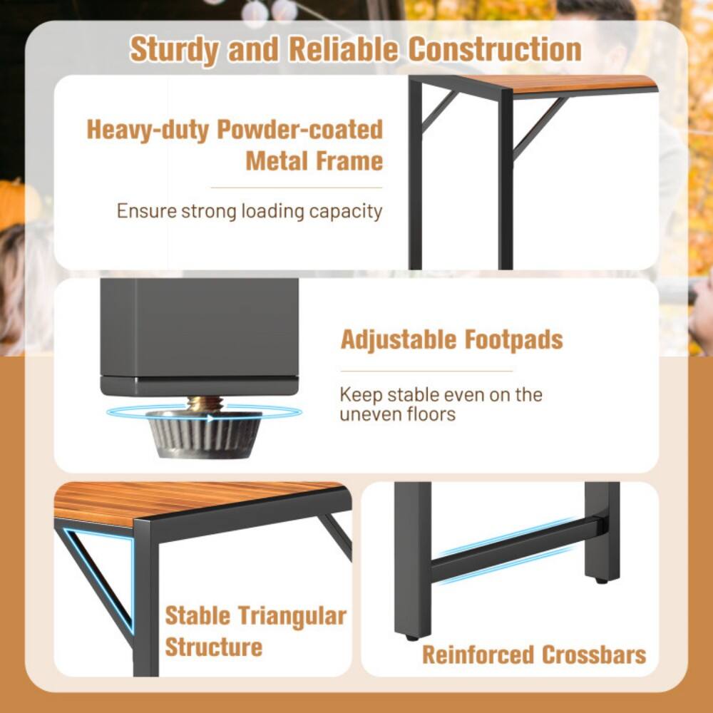 Sturdy and Reliable Construction

- Heavy-duty Powder-coated Metal Frame
  - Ensure strong loading capacity

- Adjustable Footpads
  - Keep stable even on the uneven floors

- Stable Triangular Structure

- Reinforced Crossbars