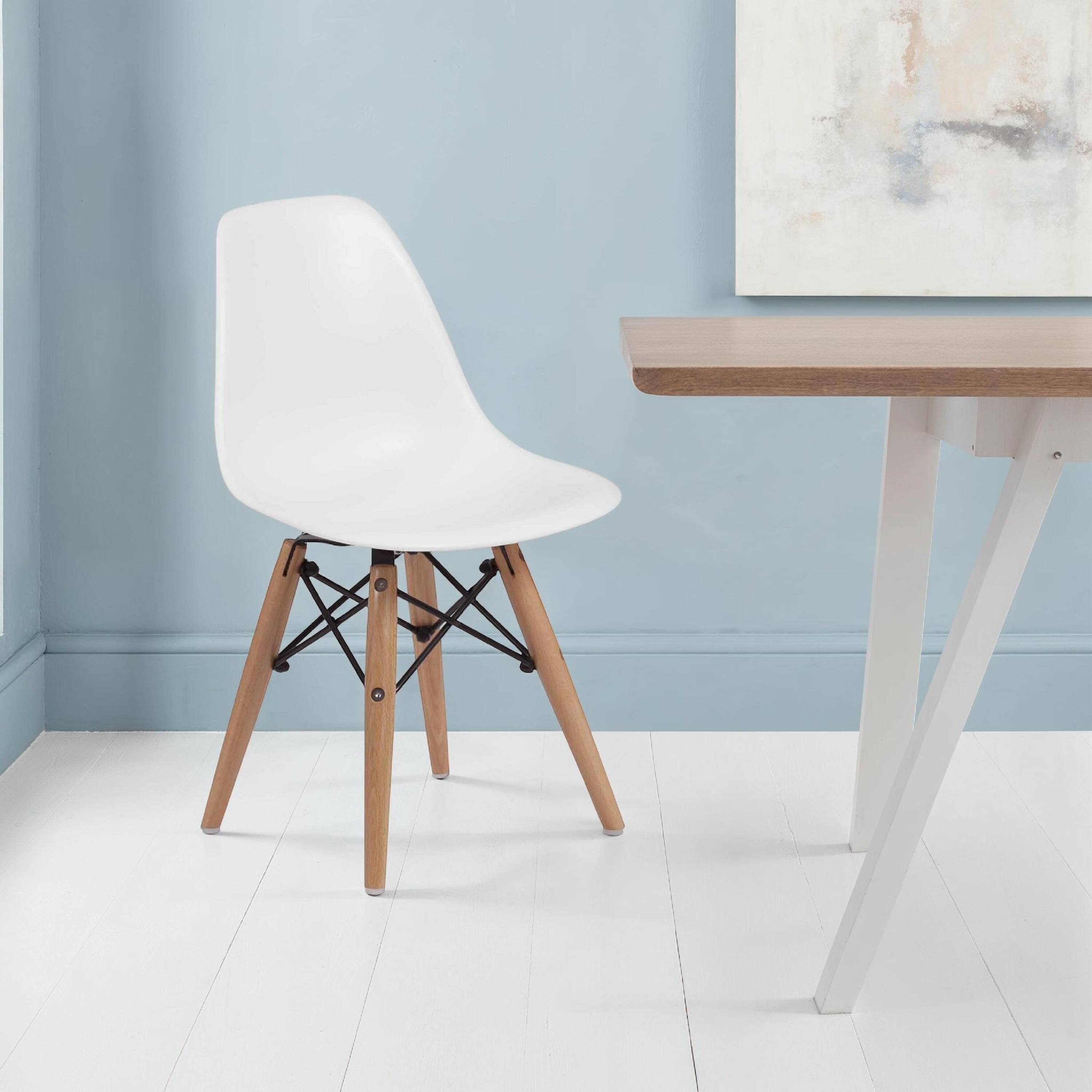 Alt View 2. Manhattan Lane - Ben Kids Dining Chair Set of 2, Modern , Eiffel  Wood Legs - White, Brown, Black.