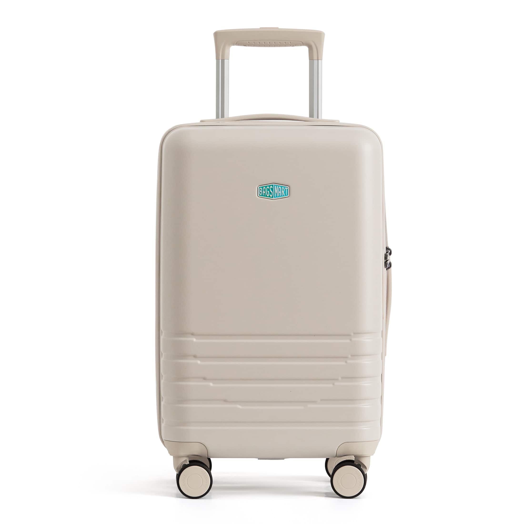Bagsmart - Getaway 19" Carry-On Luggage, Lightweight Hardside Suitcase with 360 Double Spinner Wheels & TSA Lock - Off-White