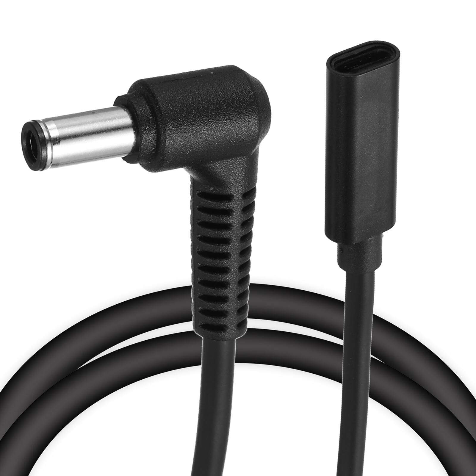 Front. Unique Bargains - 0.5FT USB C to DC 6.0x0.6mm PD Charging Cable, 18-20V/3.25A 65W, for Router, Camera, TV Box, Desk Lamp - Black.