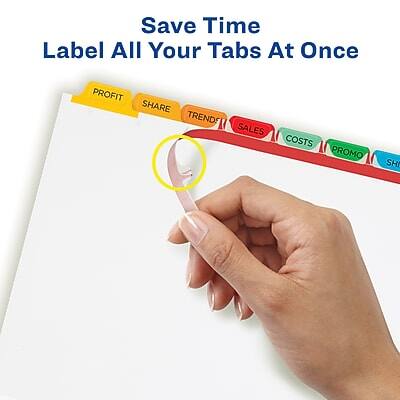 Save Time  
Label All Your Tabs At Once  

PROFIT  
SHARE  
TRENDS  
SALES  
COSTS  
PROMO  
SHIP
