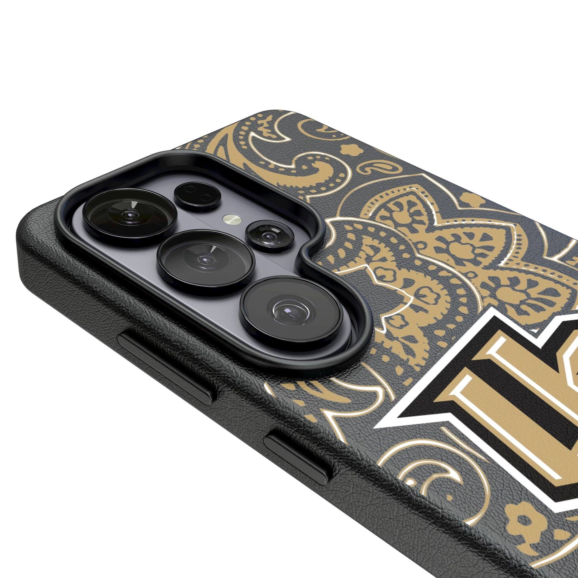 Alt View 2. Keyscaper - UCF Knights Paisley Galaxy Magnetic Bump Case - S25 Ultra - Black.