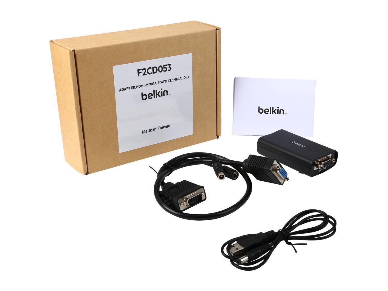 F2CD053 3.5MM AUDIO WITH ADAPTER, HDMI-M/VGA-F belkin  
belkin  
Made in Taiwan