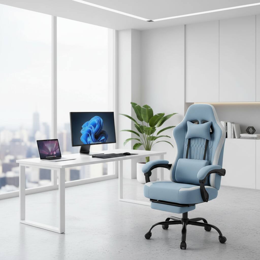 Alt View 4. AOITUN - Ergonomic Gaming Chair High Back Office Chair with Lumbar Support and Adjustable Armrests Swivel Racing Chair, Blue - Blue.