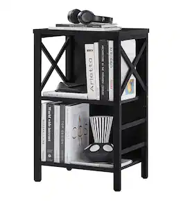 Dazzed Corner - 3 Tier Industrial Bookcase with Metal Frame and Backboard - Black