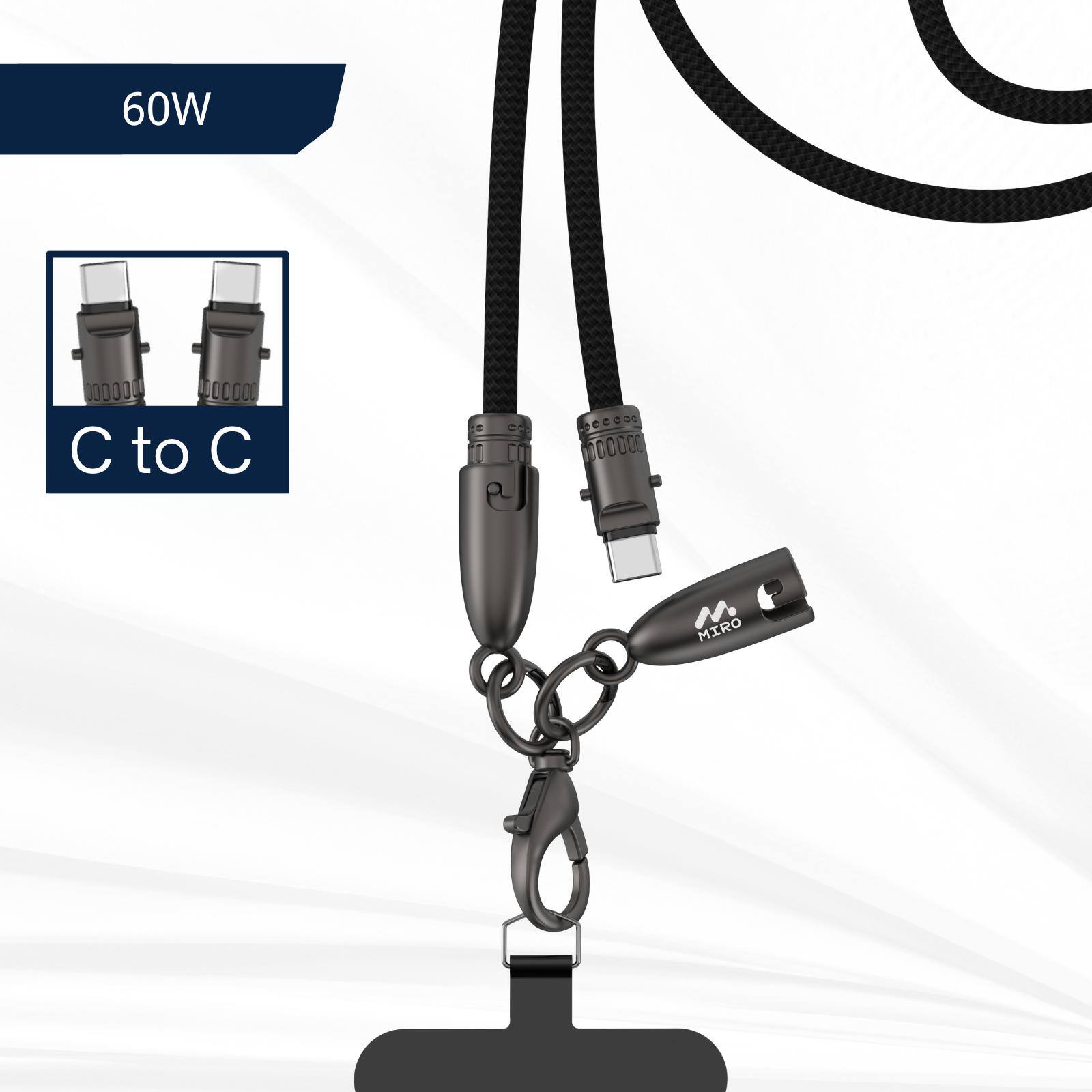 Alt View 3. Miro - U2 Series Neck-Mounted 60W New Zinc Lanyard Charging Cable Bullet Series Fast Charging for Apple & Type-C Devices - Black.