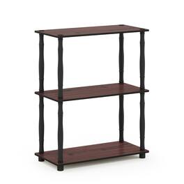 Furinno - Turn-N-Tube 3-Tier Compact Multipurpose Shelf Display Rack with Classic Tube, Dark Cherry/Black - Dark Cherry/Black