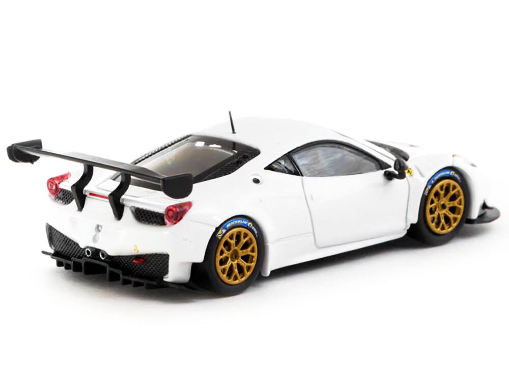 Angle. Tarmac Works - Ferrari 458 Italia GT3 White with Gold Wheels "Road64" Series 1/64 Diecast Model Car by Tarmac Works - White.