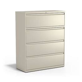 Staples - 4-Drawer Lateral File Cabinet, Letter/Legal Size, Lockable, 52.36"H x 42"W x 18.62"D - Putty