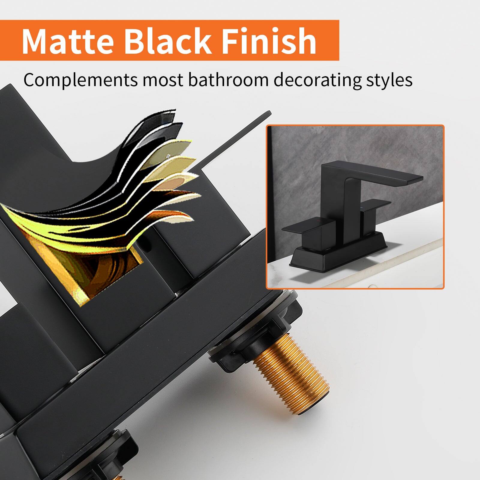 Matte Black Finish  
Complements most bathroom decorating styles
