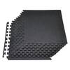 Front. VEVOR - Puzzle Exercise Mat, 24 PCS Fitness Equipment Mats, 24 x 24 x 0.4 in, High-Density EVA Foam Mats Set - Black with Blue Dots.
