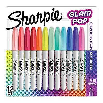 Sharpie GLAM POP
MARKS ON MOST SURFACES
FINE PERMANENT MARKER
12 CT