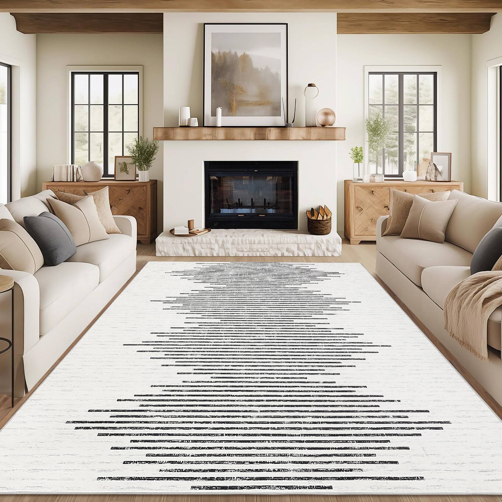 Alt View 3. Acekool - Area Rug 9 x 12 ft PolyesterWashable Rugs Living Room Rug for Bedroom Nursery Apartment - Beige.