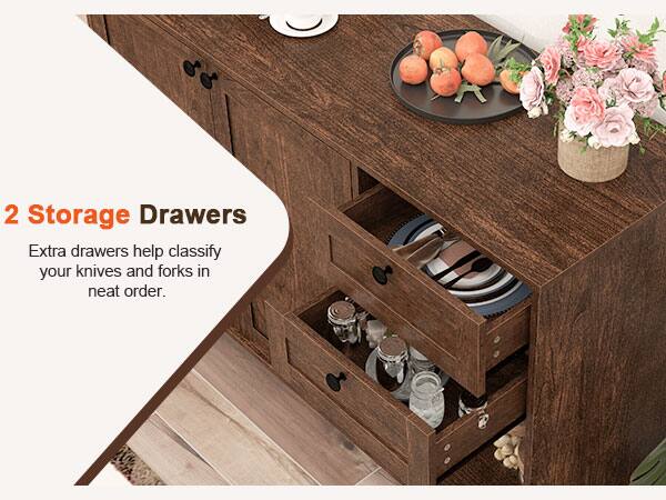 2 Storage Drawers  
Extra drawers help classify your knives and forks in neat order.