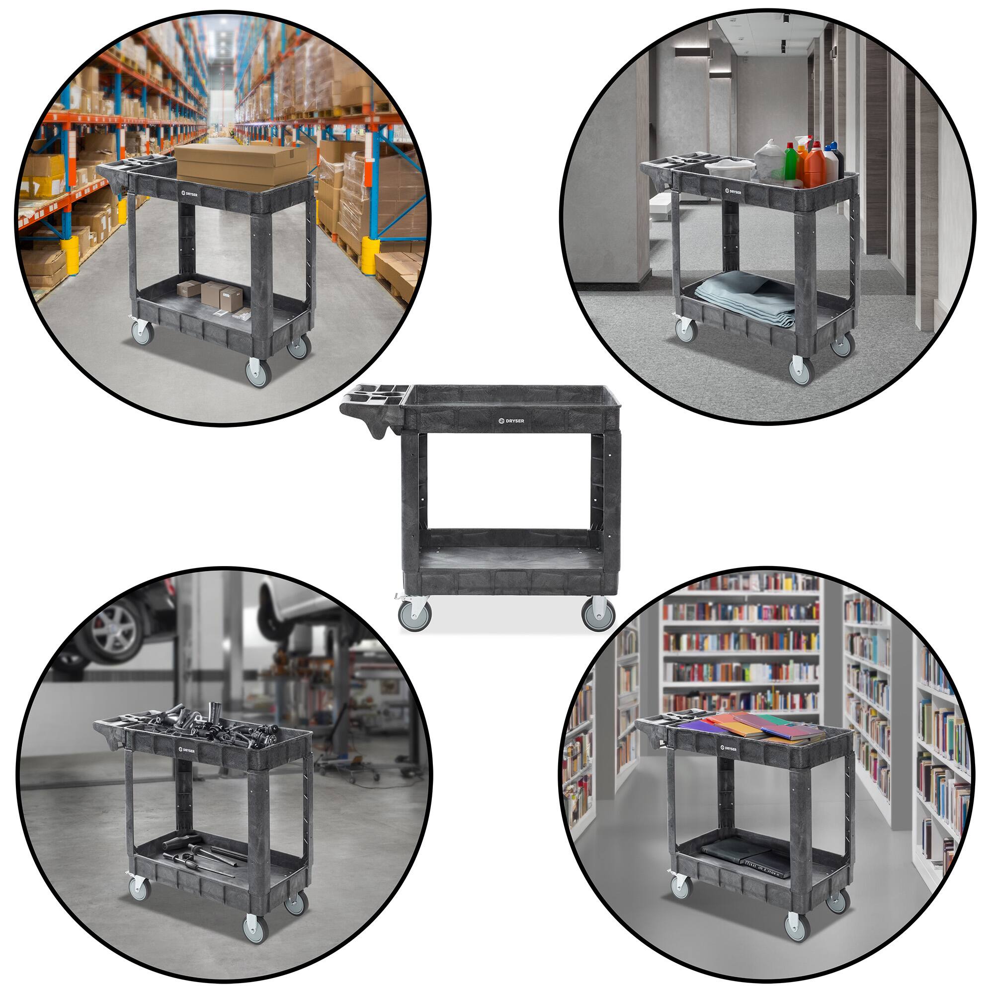 Alt View 2. Dryser - Utility Service Cart with Tiers - 550 -lb Capacity - 5-in Wheels - Black.