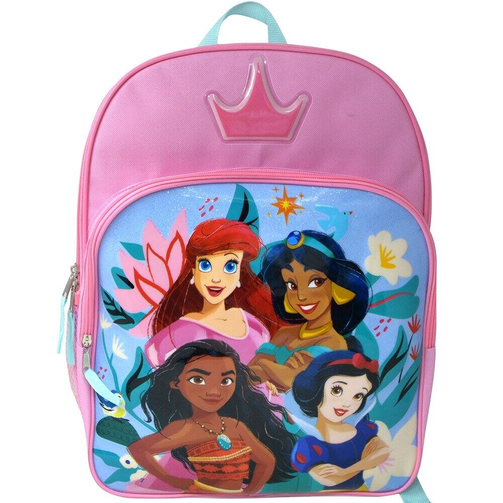 Front. UPD - Disney Princesses Pink 16" School Backpack with Front Pocket - Multicolored.